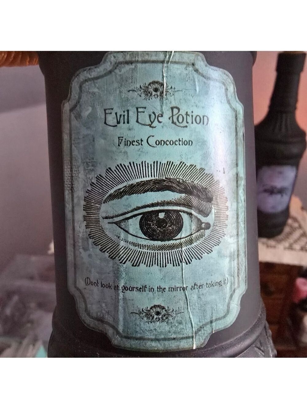 Three Black Glass Gothic Witch Tincture Potion Bottles With Skull Cork Stoppers - Picture 5 of 12
